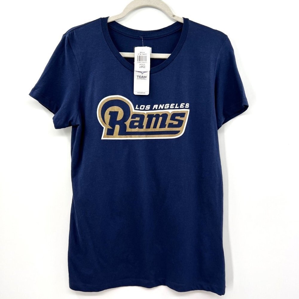 Team Apparel Los Angeles Rams Women's Blue Short Sleeve T-Shirt Size Large